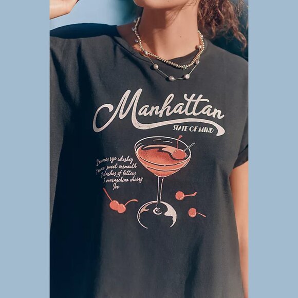 NEW Girl Dangerous - Sizes L, XL Manhattan Graphic Cocktail Tee - Black - Picture 2 of 4